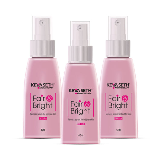 Fair & Bright Serum, Skin Brightening, Whitening, with Vitamin C, AHA Exfoliation with Glycolic & Lactic ACID, Lavender & Geranium Essential Oil 42ml x 3