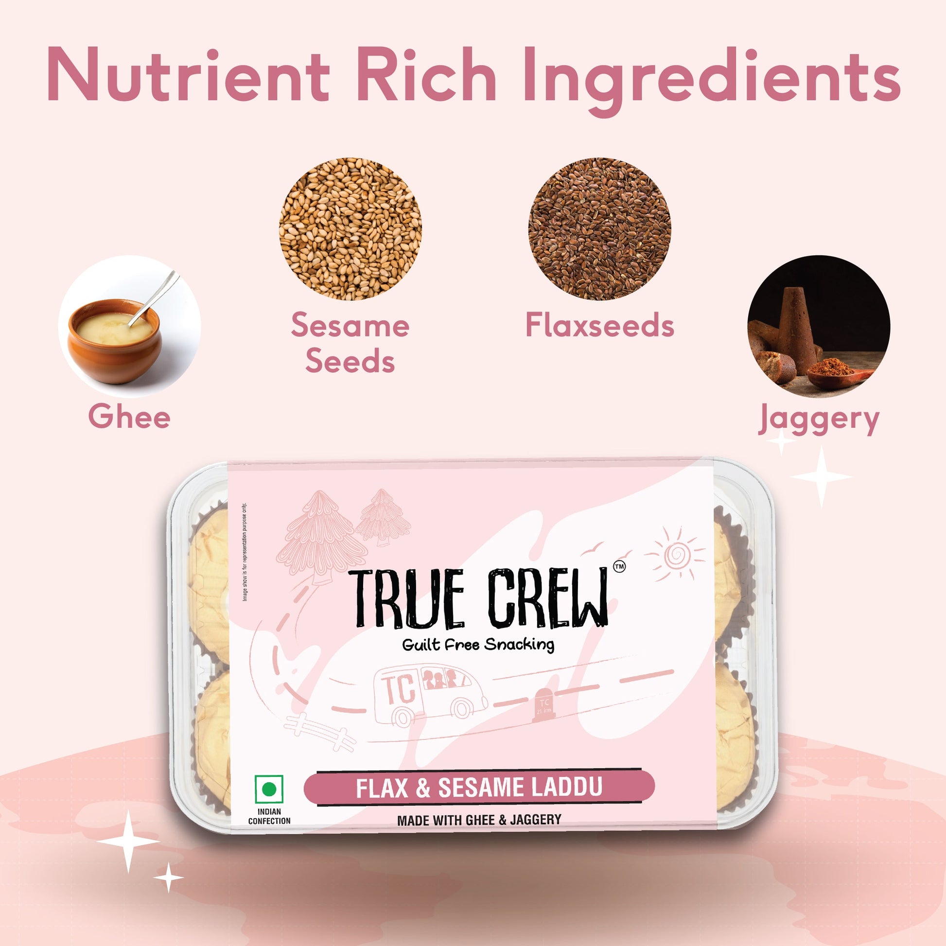 TRUE CREW - Flax & Sesame Laddu, 180 g 180g
