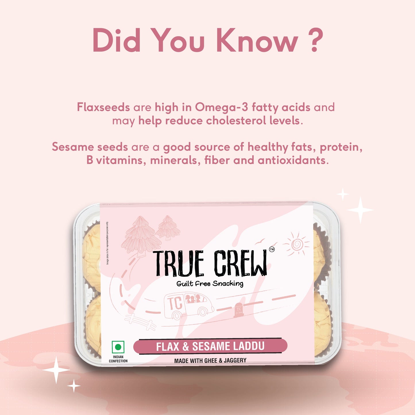 TRUE CREW - Flax & Sesame Laddu, 180 g 180g