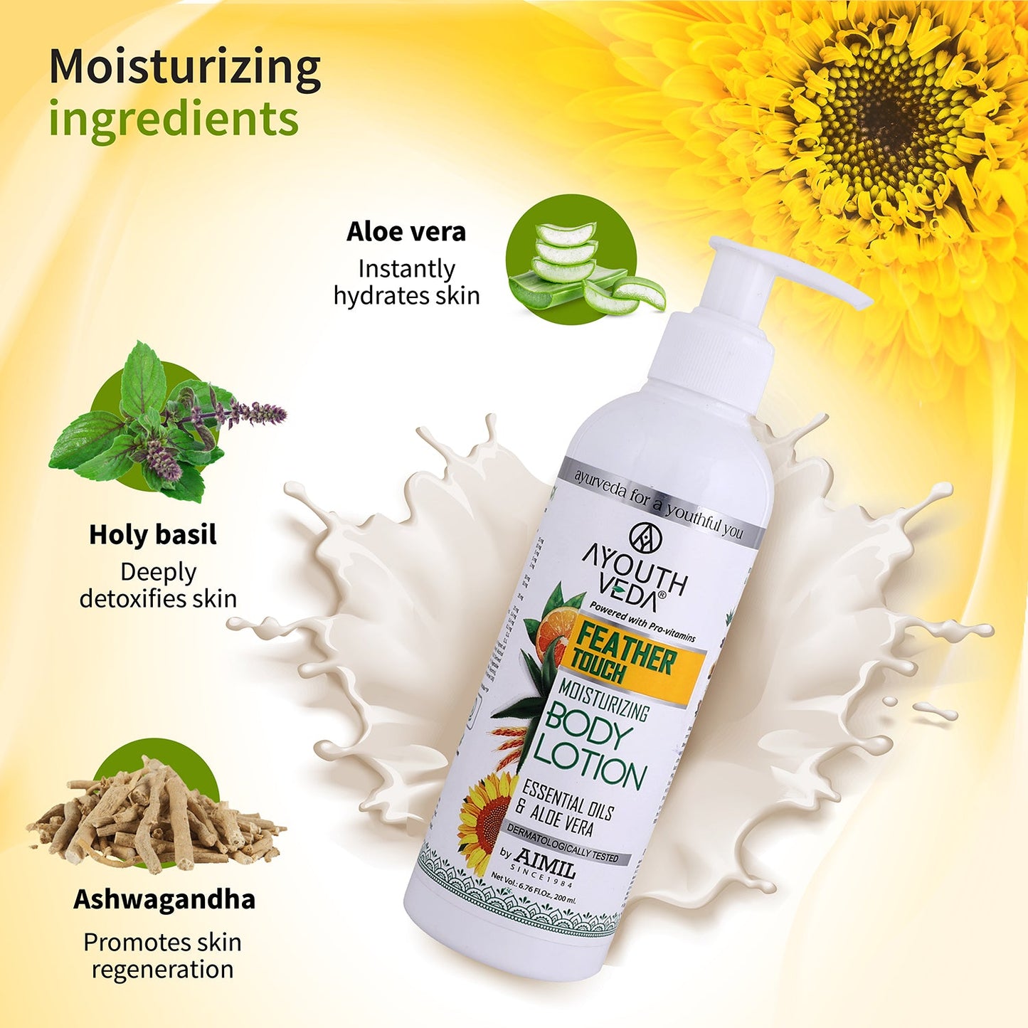 Feather Touch Moisturizing Body Lotion With Aloe vera (Net Qty- 200ml) 200ml