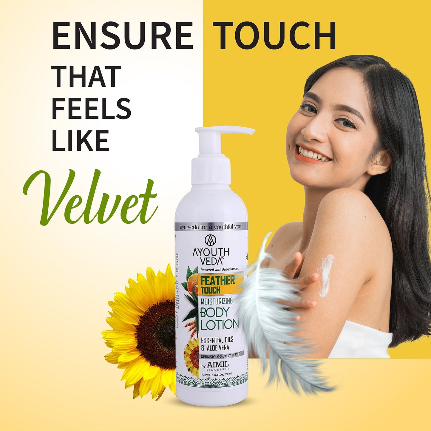 Feather Touch Moisturizing Body Lotion With Aloe vera (Net Qty- 200ml) 200ml