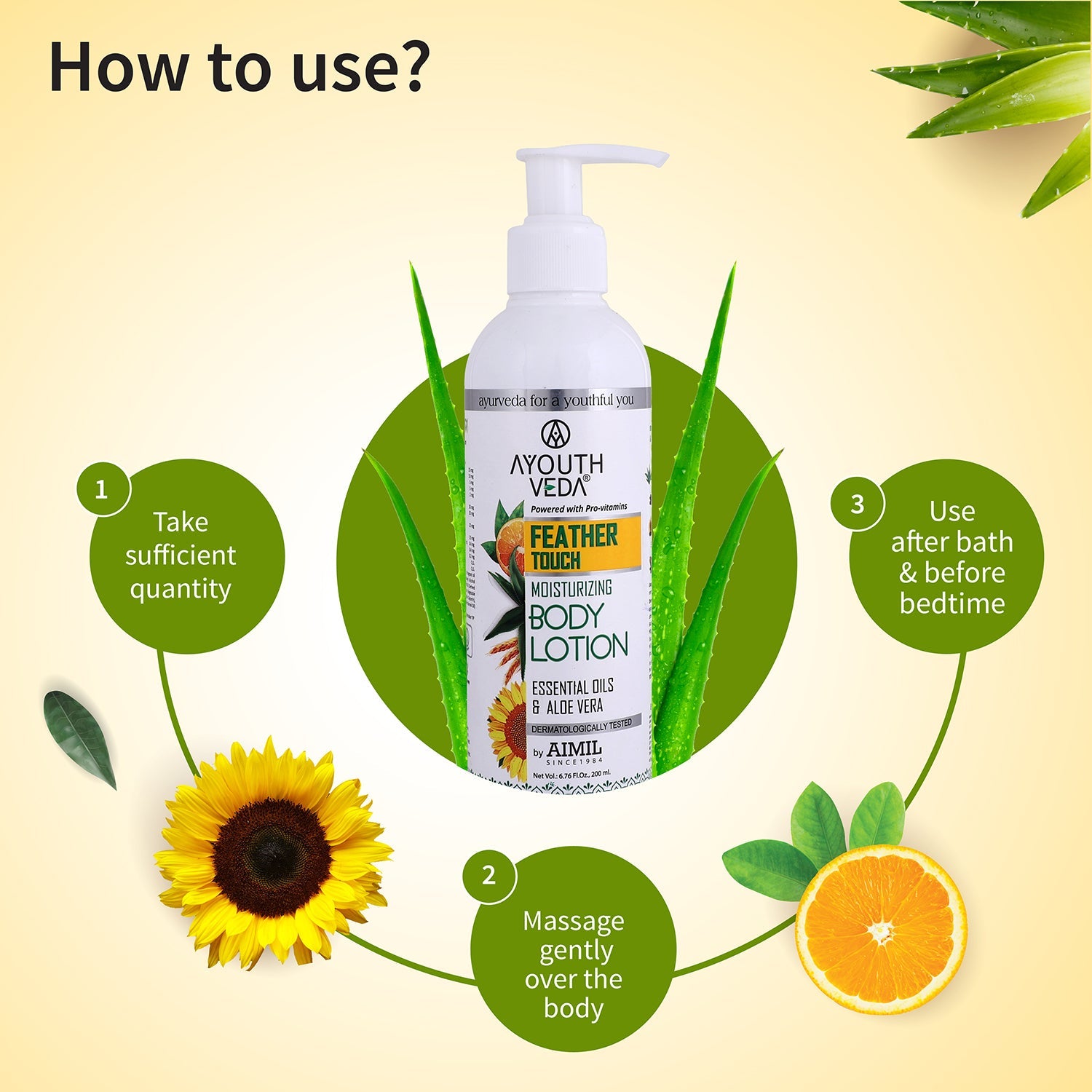 Feather Touch Moisturizing Body Lotion With Aloe vera (Net Qty- 200ml) 200ml