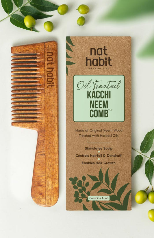 Fine Tooth Kacchi Neem Comb 1個