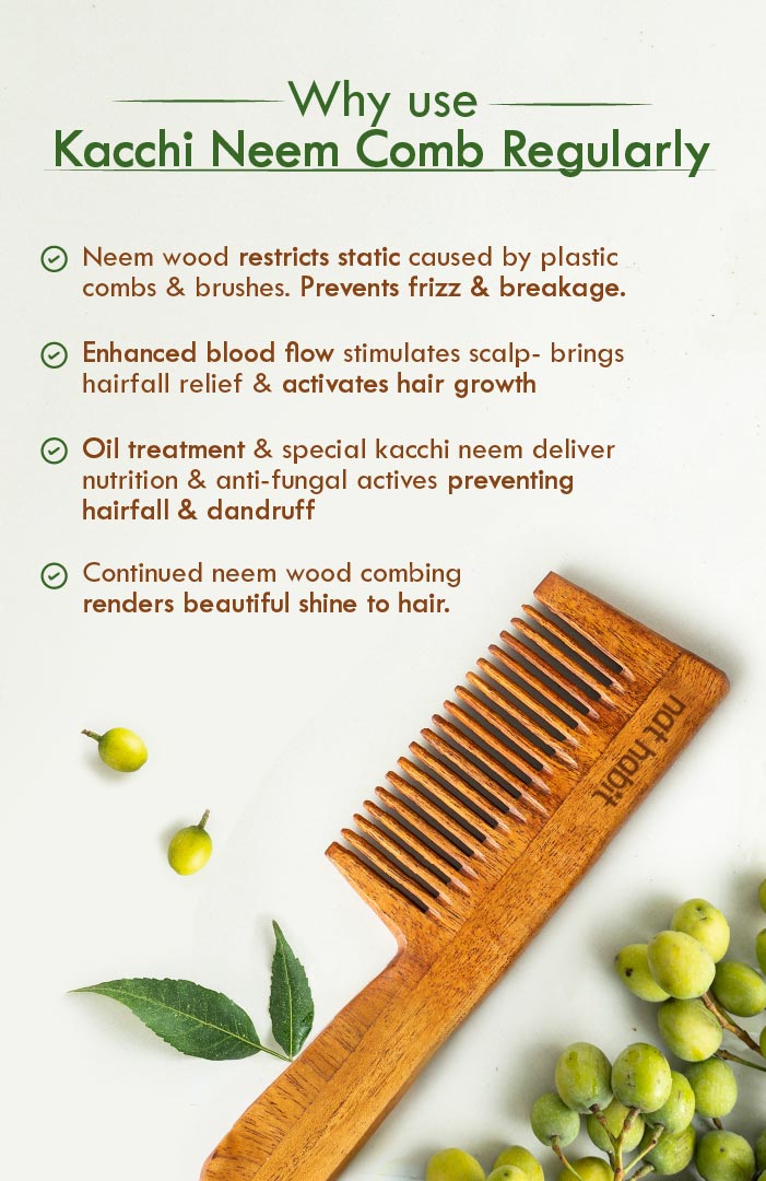 Fine Tooth Kacchi Neem Comb 2個セット