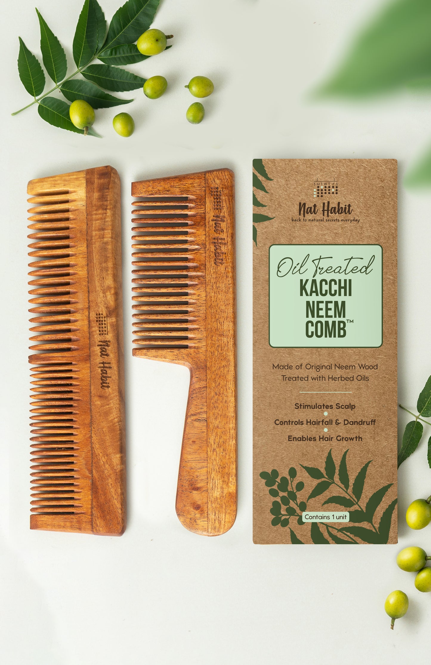 Dual + Fine Tooth カッチ ニーム コーム コンボ