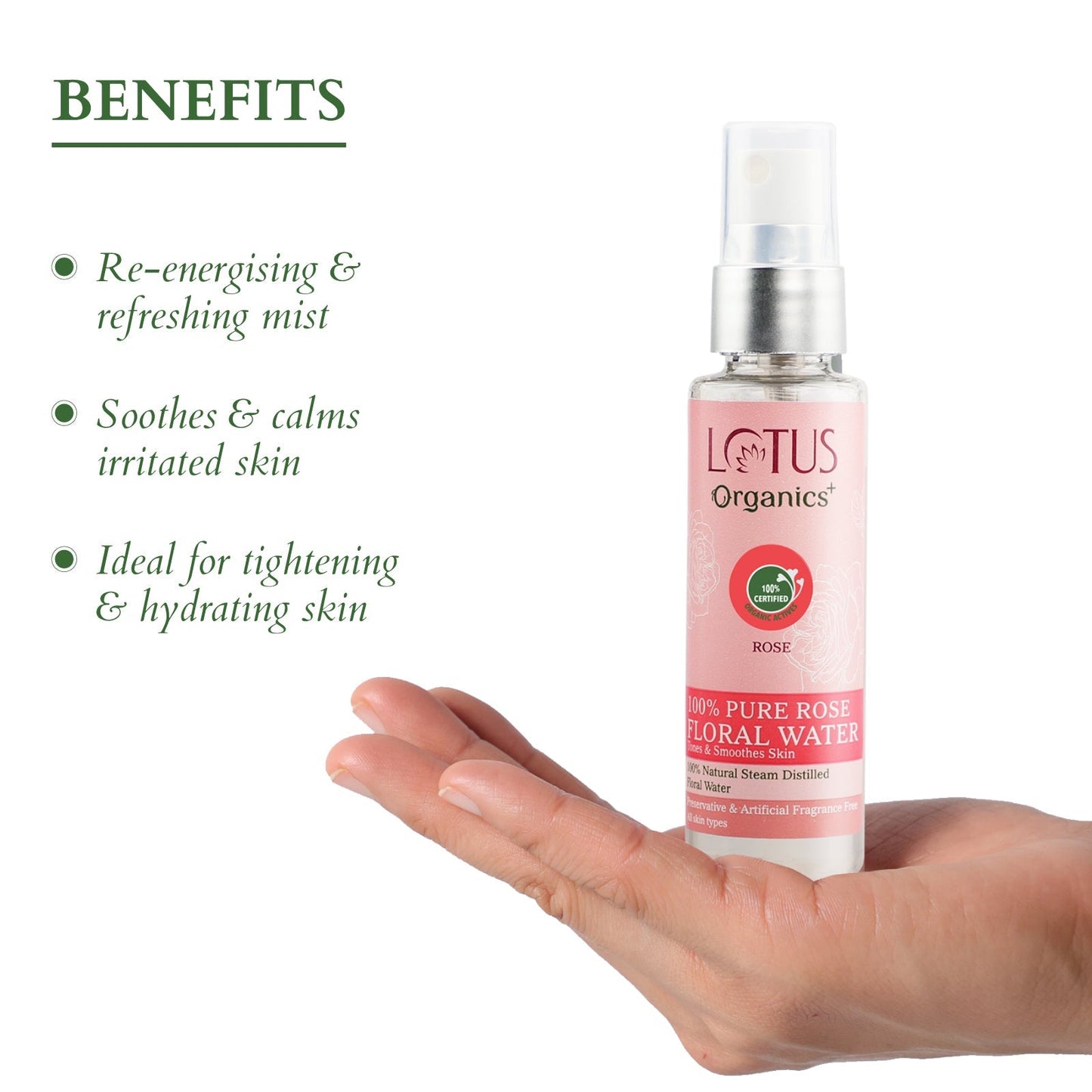 Organics+ 100% PURE ROSE FLORAL WATER 