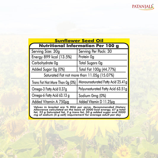 Patanjali Sunflower Oil (Pouch)