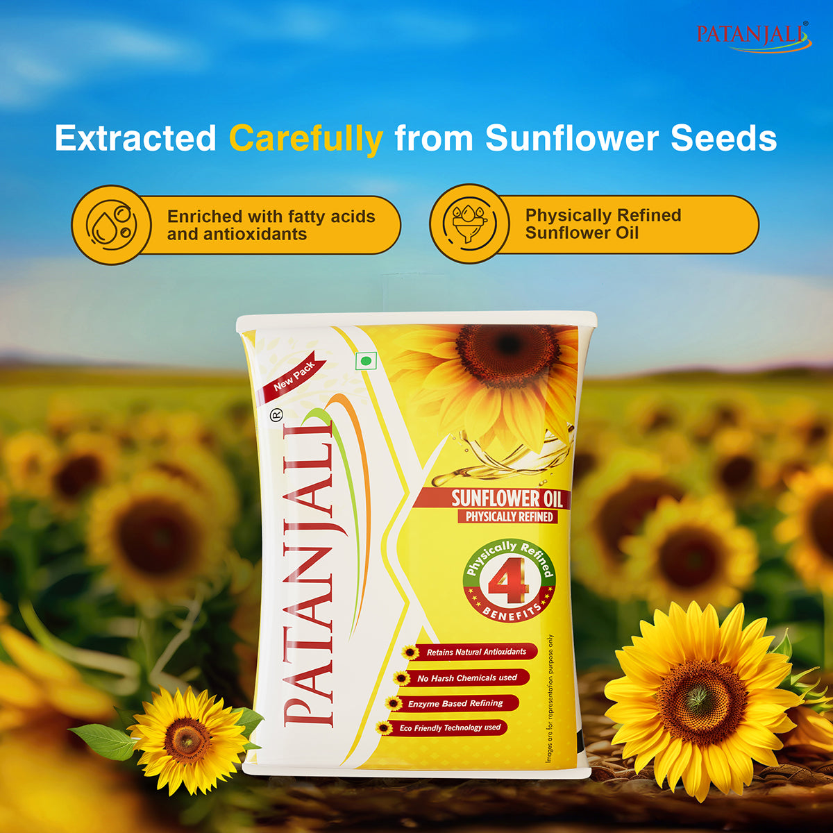 Patanjali Sunflower Oil (Pouch)