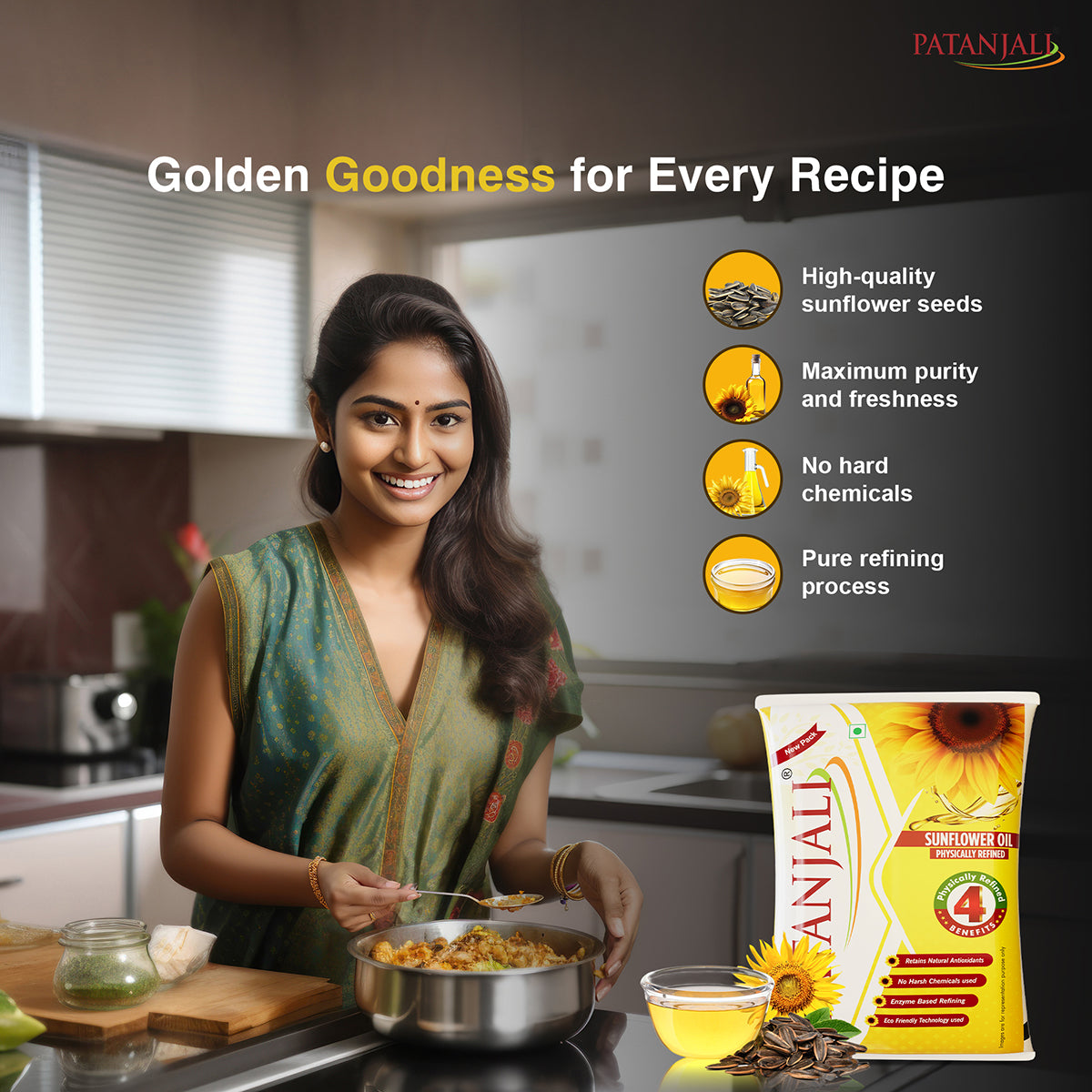 Patanjali Sunflower Oil (Pouch)