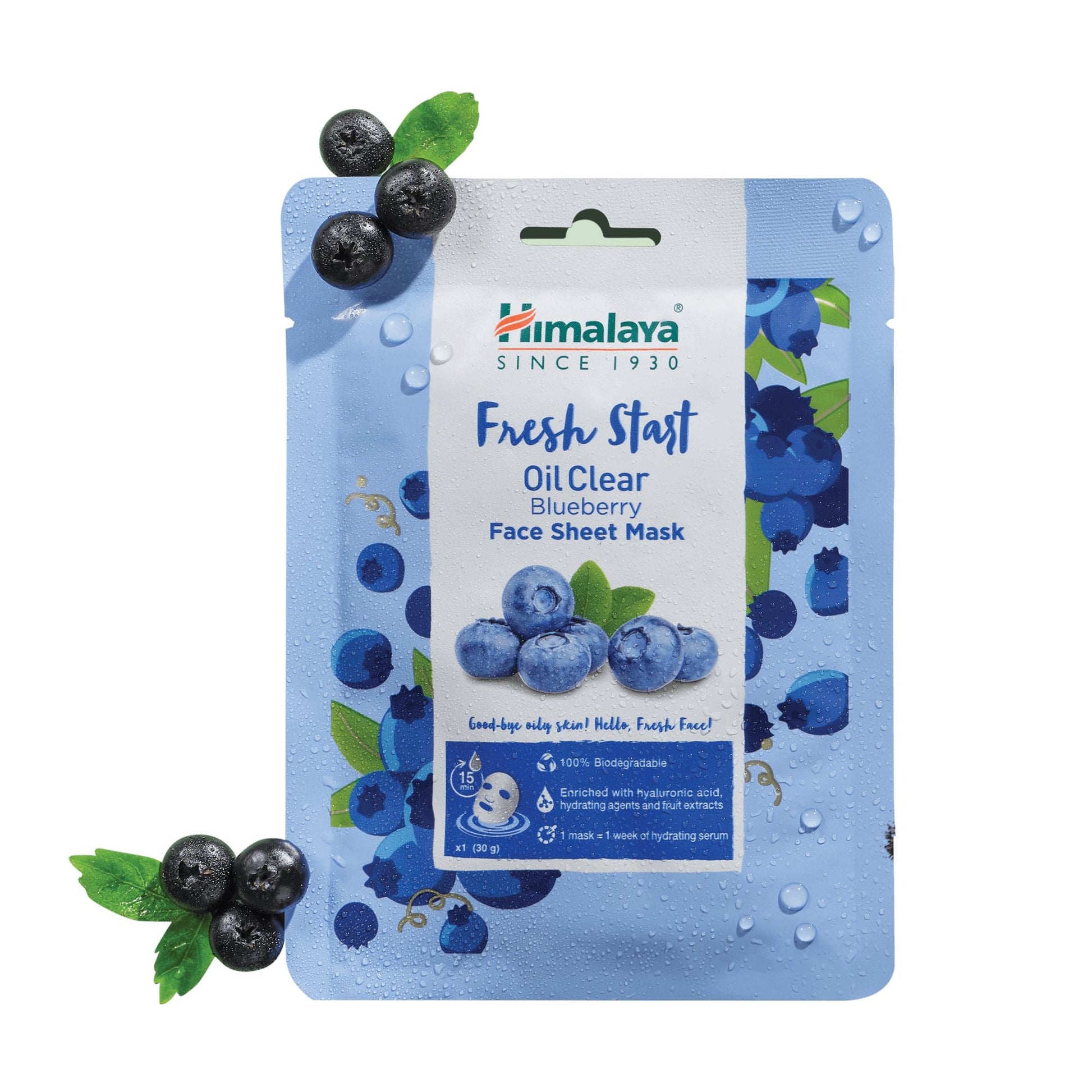 【Himalaya】 Himalaya Fresh Start Oil Clear Blueberry Face Sheet Mask｜ヒマルアヤフレスハスタルトオイルクルエアルブルウエベルルイフェイスシートマスク