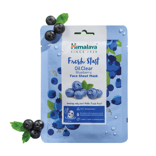 【Himalaya】 Himalaya Fresh Start Oil Clear Blueberry Face Sheet Mask｜ヒマルアヤフレスハスタルトオイルクルエアルブルウエベルルイフェイスシートマスク