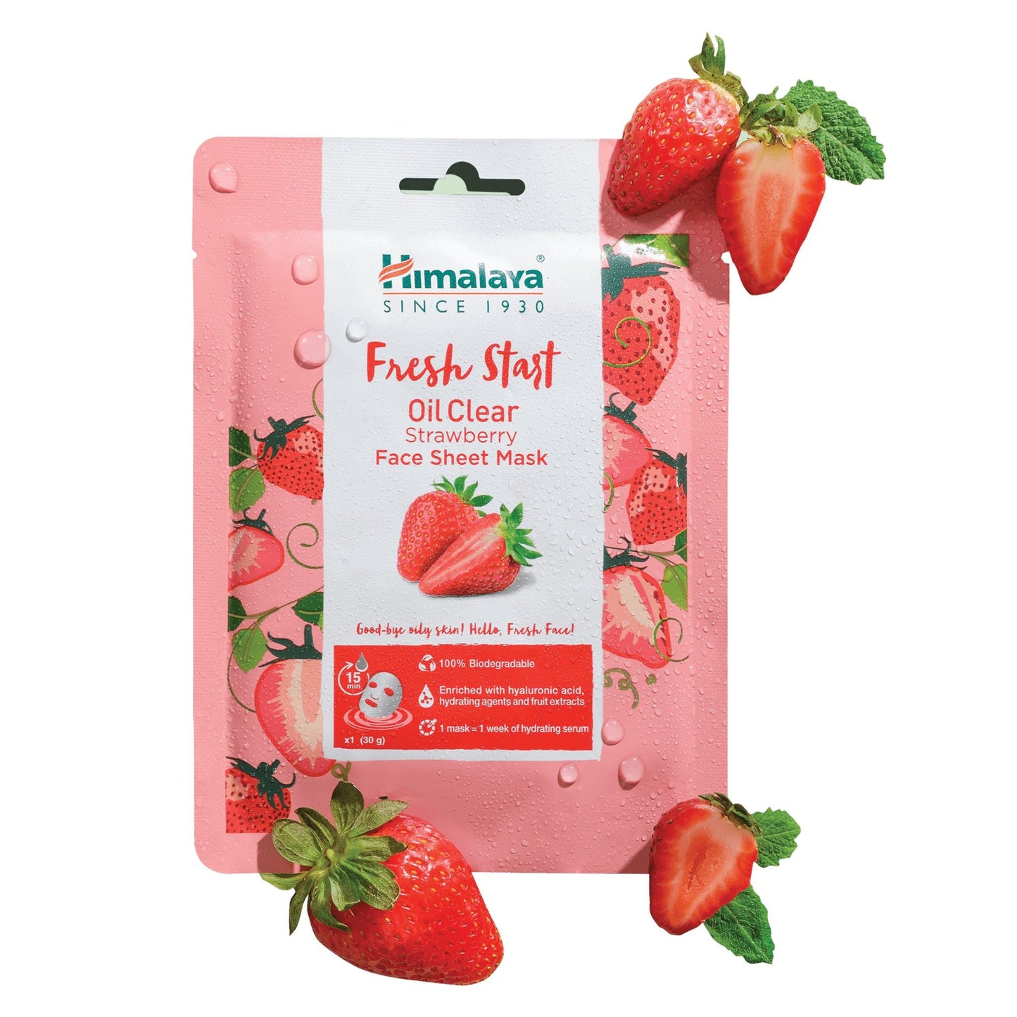 【Himalaya】 Himalaya Fresh Start Oil Clear Strawberry Face Sheet Mask｜ヒマルアヤフレスハスタルトオイルクルエアルストラウベルルイフェイスシートマスク