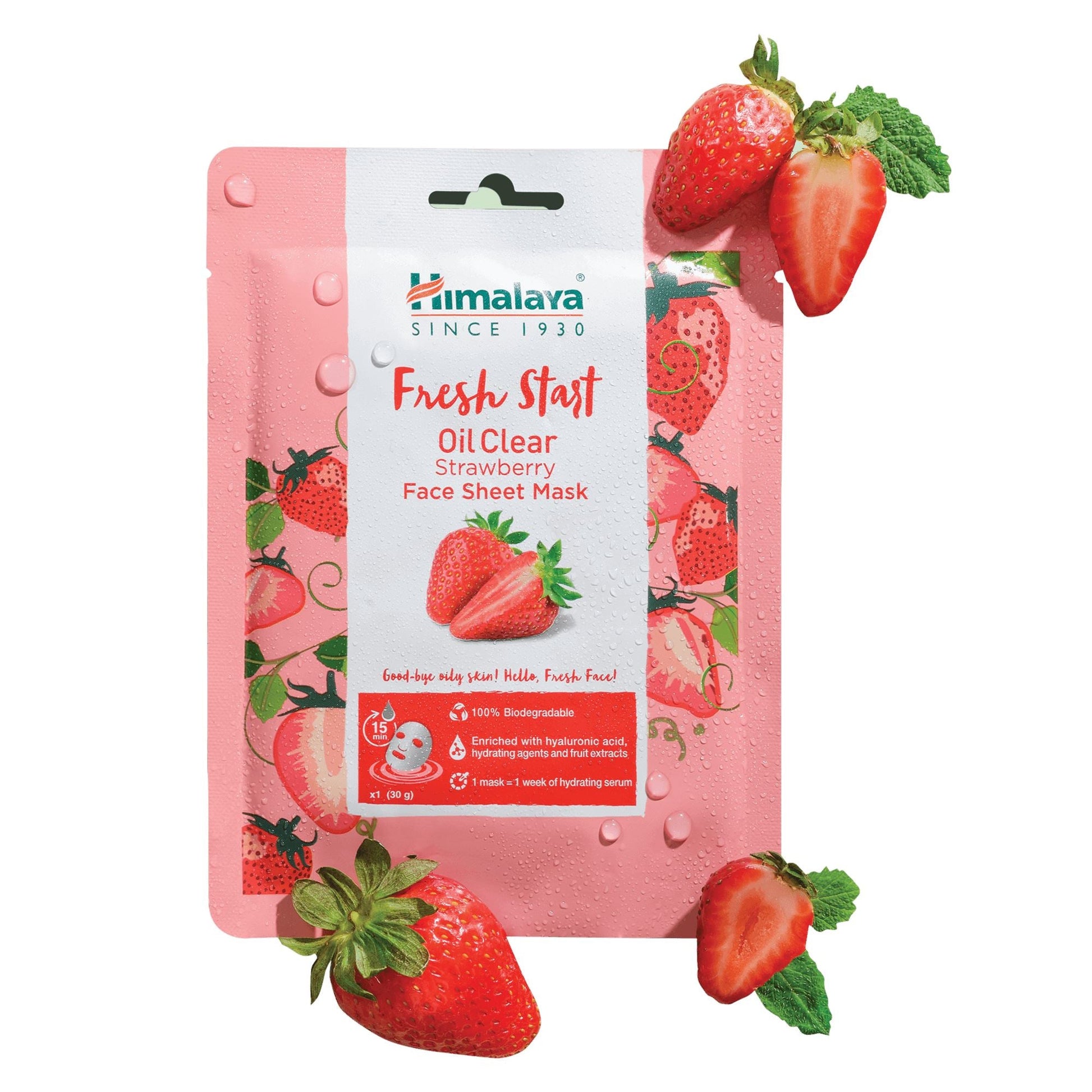 【Himalaya】 Himalaya Fresh Start Oil Clear Strawberry Face Sheet Mask｜ヒマルアヤフレスハスタルトオイルクルエアルストラウベルルイフェイスシートマスク