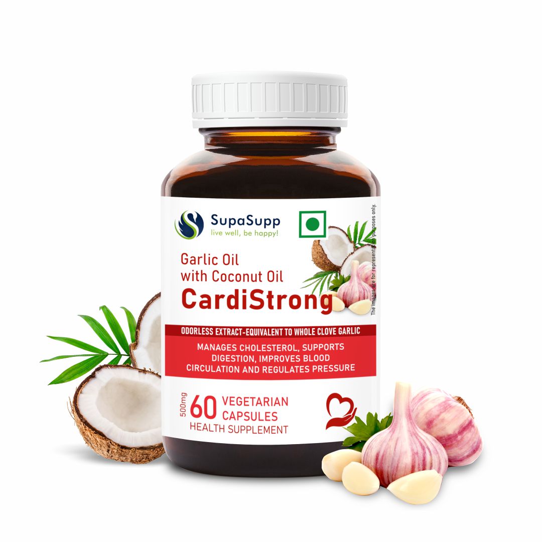 【Sri Sri Tattva】 Garlic Oil with Coconut Oil Supplement｜ ガーリックオイル＆ココナッツオイル サプリメント｜ 60ベジカプセル 500mg