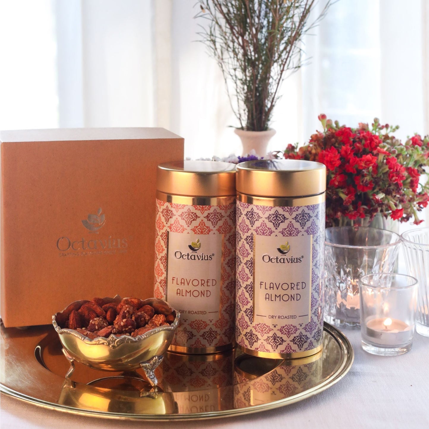 Gourmet Flavoured Almonds-Caramel & Salted  (2 Tins)
