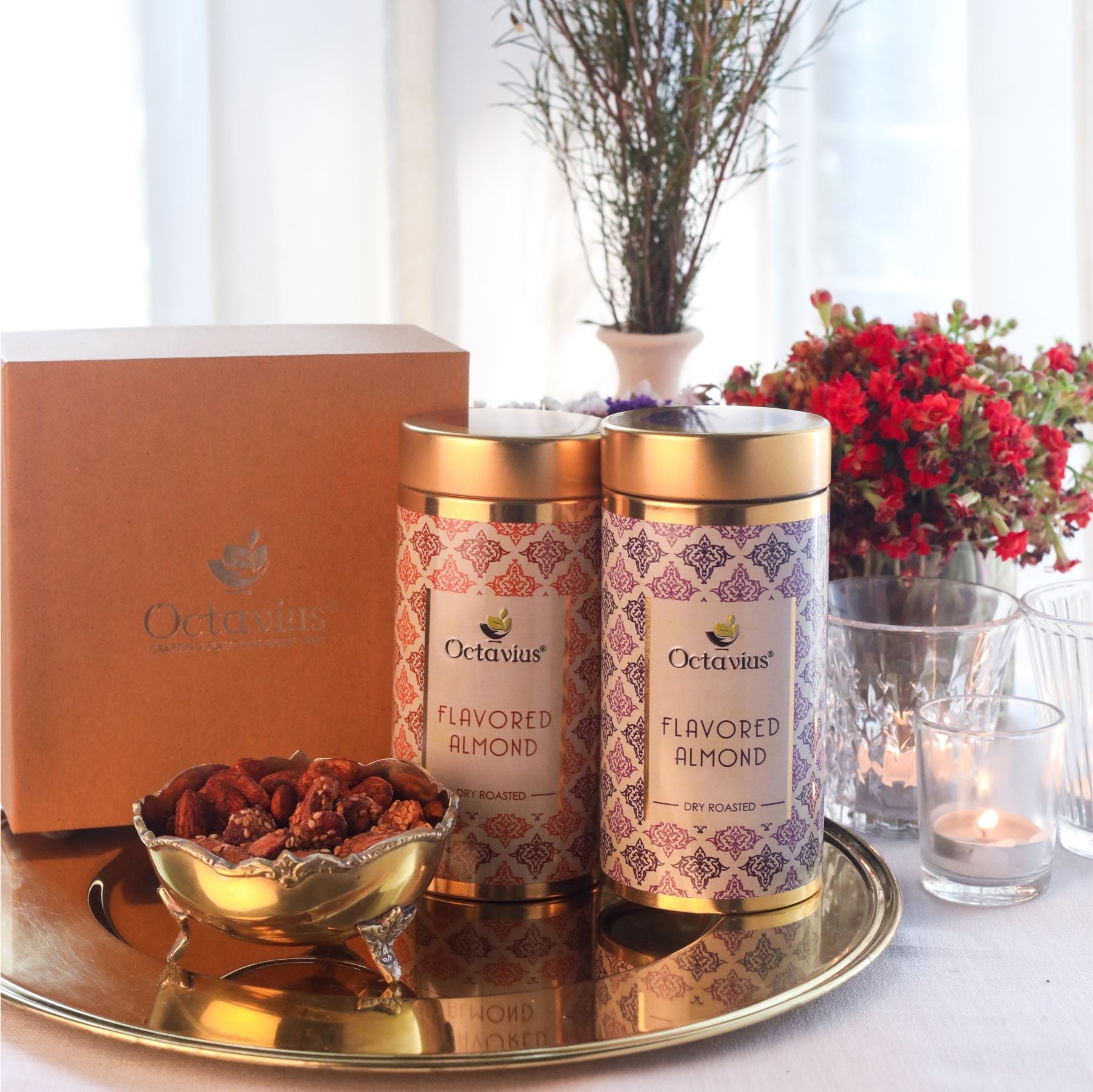 Gourmet Flavoured Almonds-Caramel & Salted  (2 Tins)