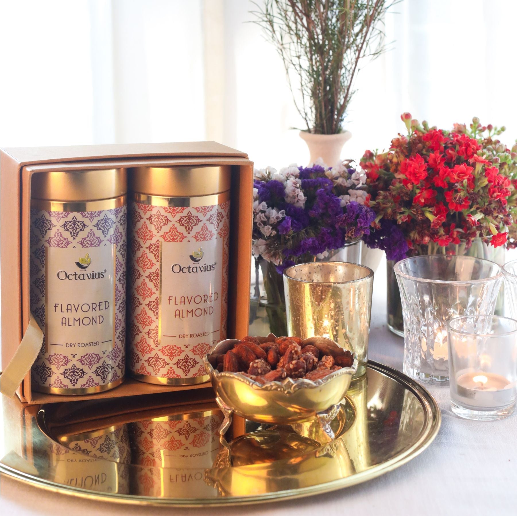 Gourmet Flavoured Almonds-Caramel & Salted  (2 Tins)
