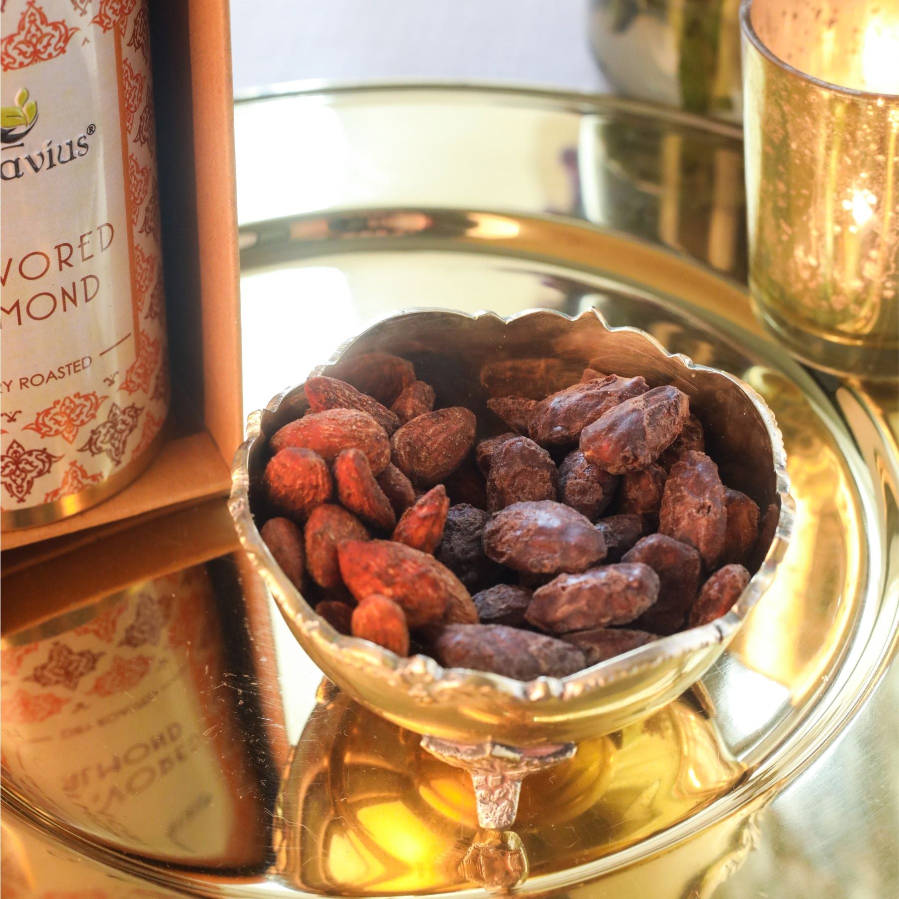 Gourmet Flavoured Almonds-Chocolate &  Paprika (2 Tins) 760g