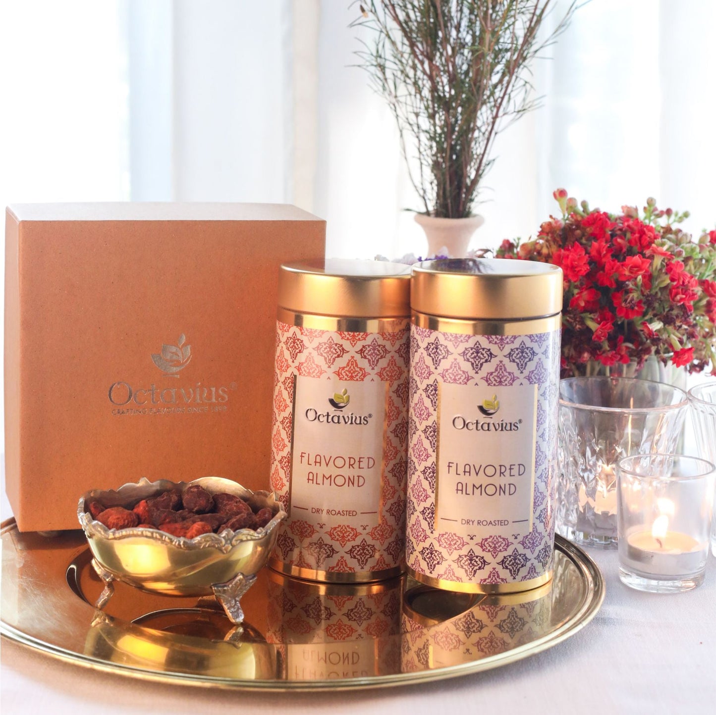 Gourmet Flavoured Almonds-Chocolate &  Paprika (2 Tins) 760g