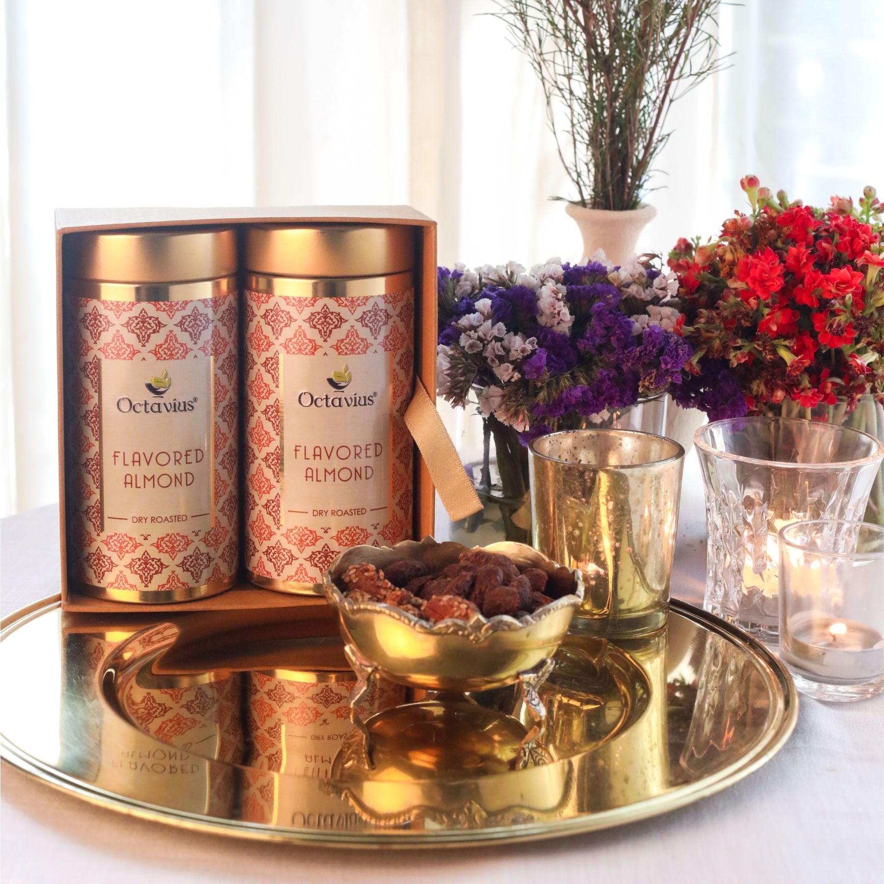 Gourmet Flavoured Almonds-Chocolate & Caramel (2 Tins) 780g