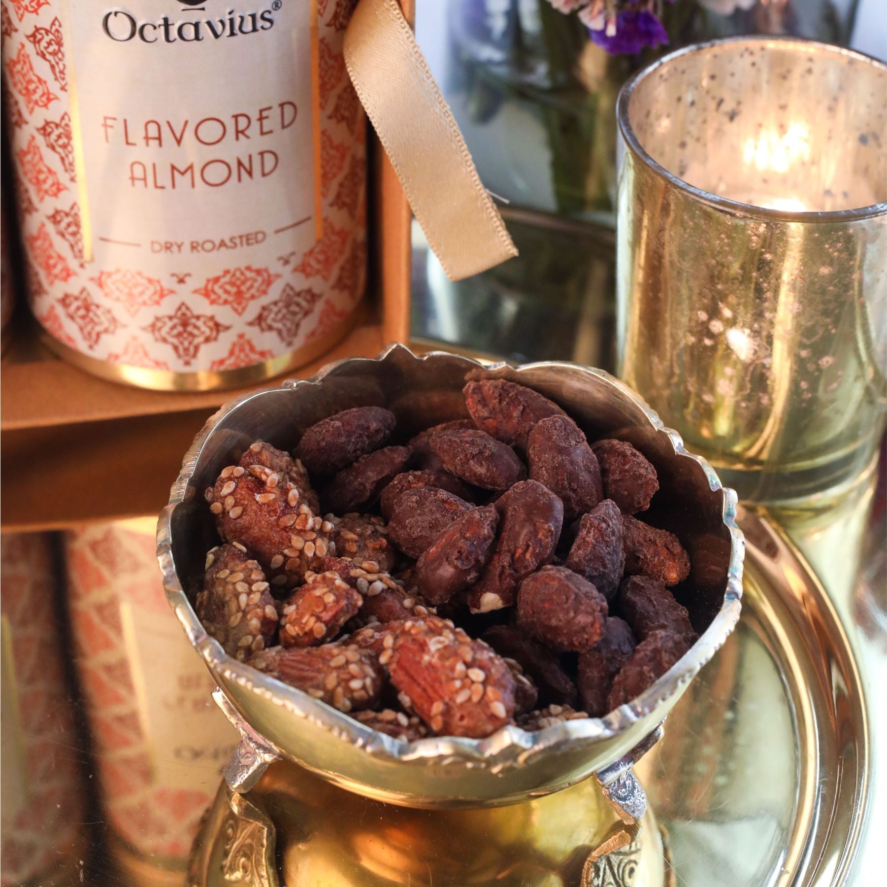 Gourmet Flavoured Almonds-Chocolate & Caramel (2 Tins) 780g