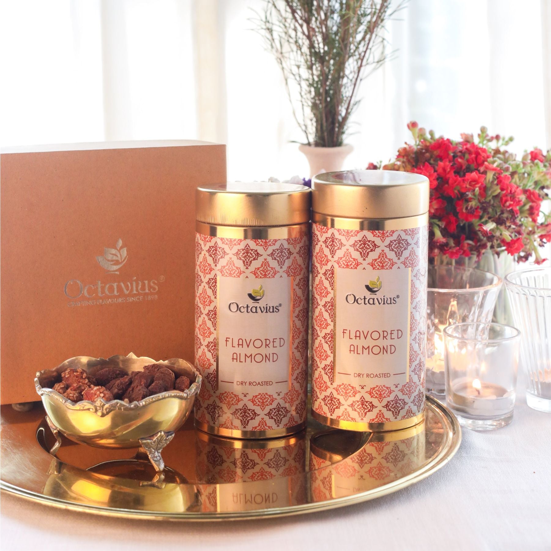 Gourmet Flavoured Almonds-Chocolate & Caramel (2 Tins) 780g