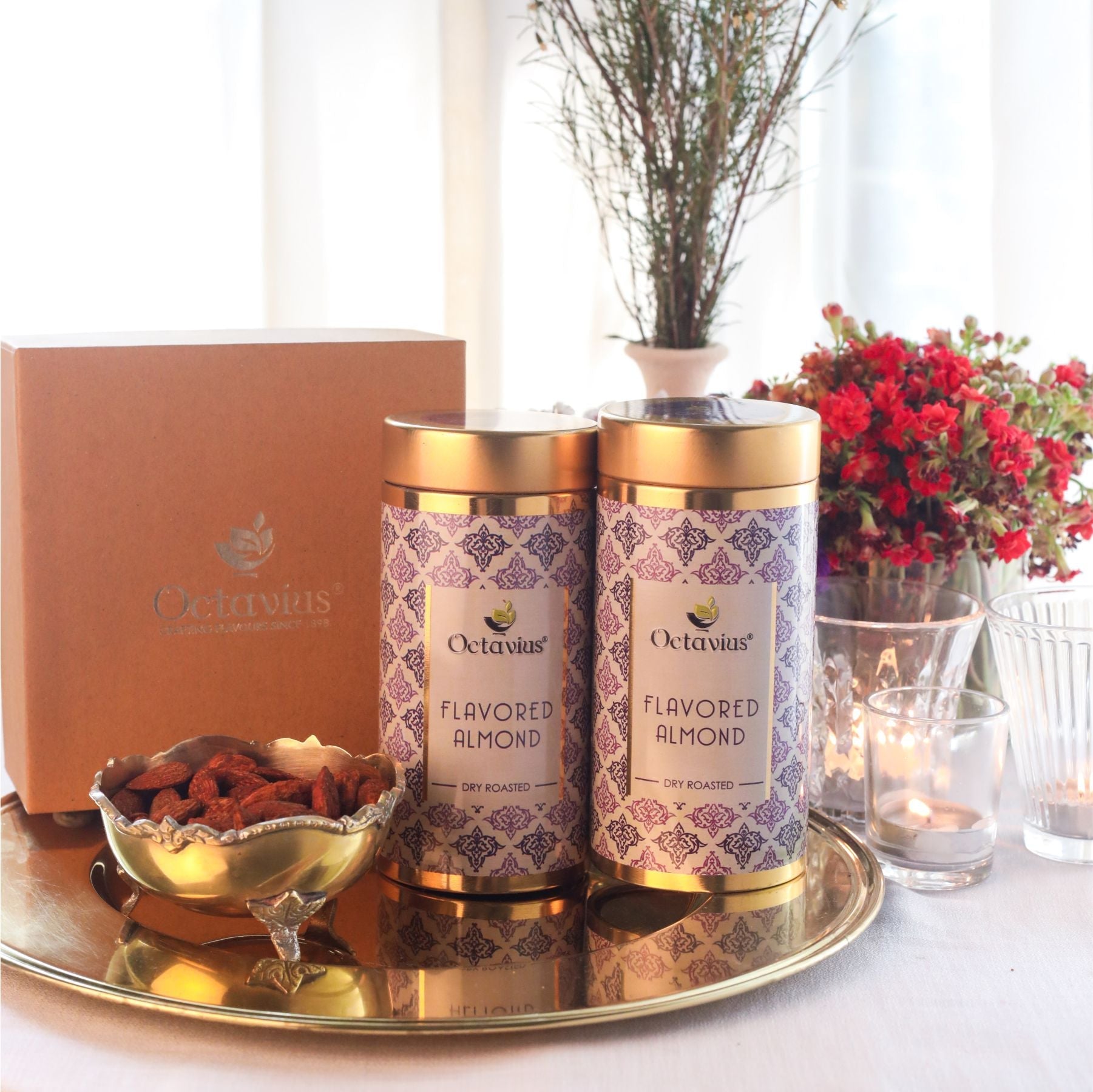 Gourmet Flavoured Almonds - Pudina &  Paprika (2 Tins) 650g