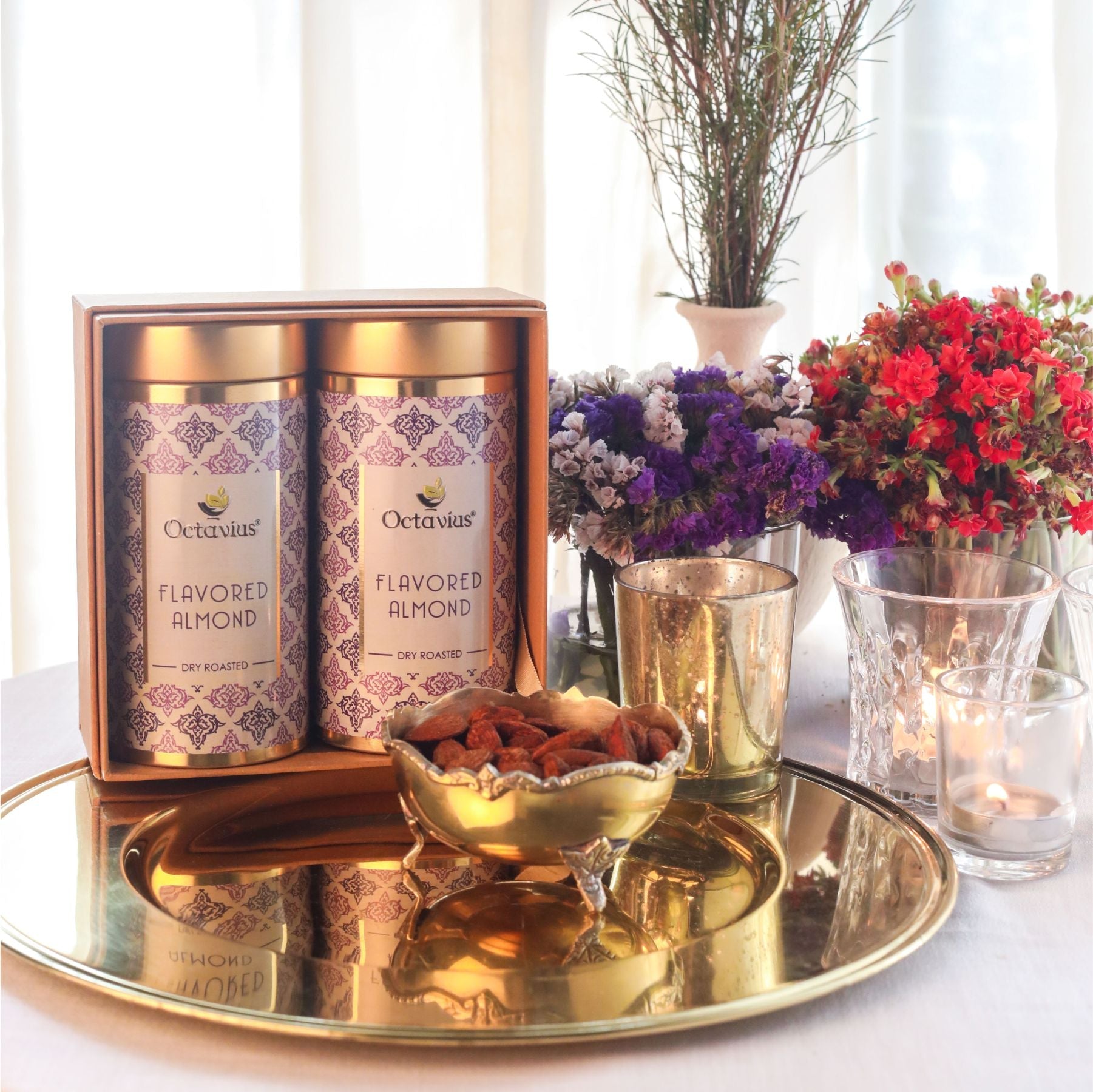 Gourmet Flavoured Almonds - Pudina &  Paprika (2 Tins) 650g