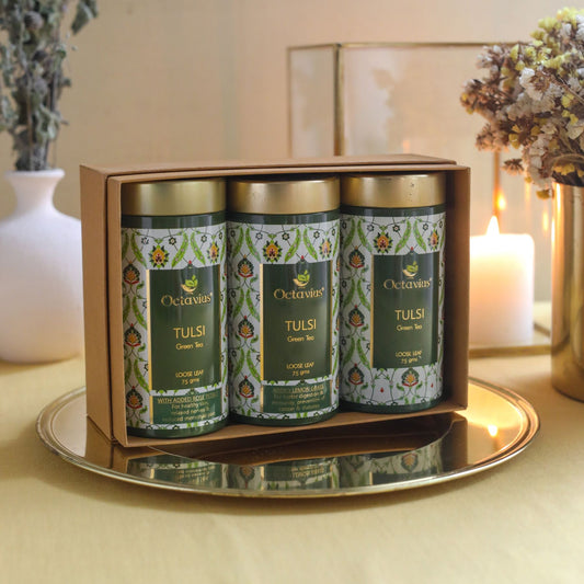 Gourmet Tea Collection-Truly Tulsi Green Teas (3 Tins) 1000g