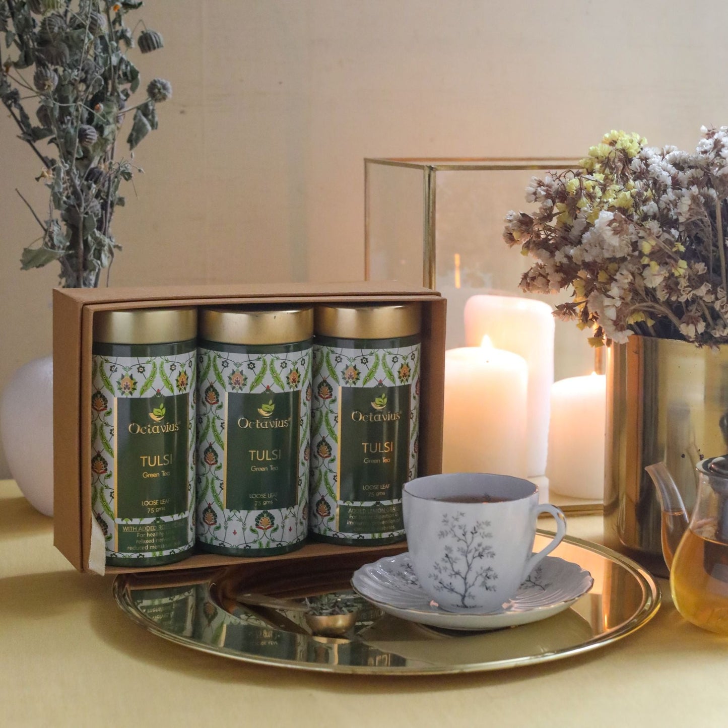 Gourmet Tea Collection-Truly Tulsi Green Teas (3 Tins) 1000g