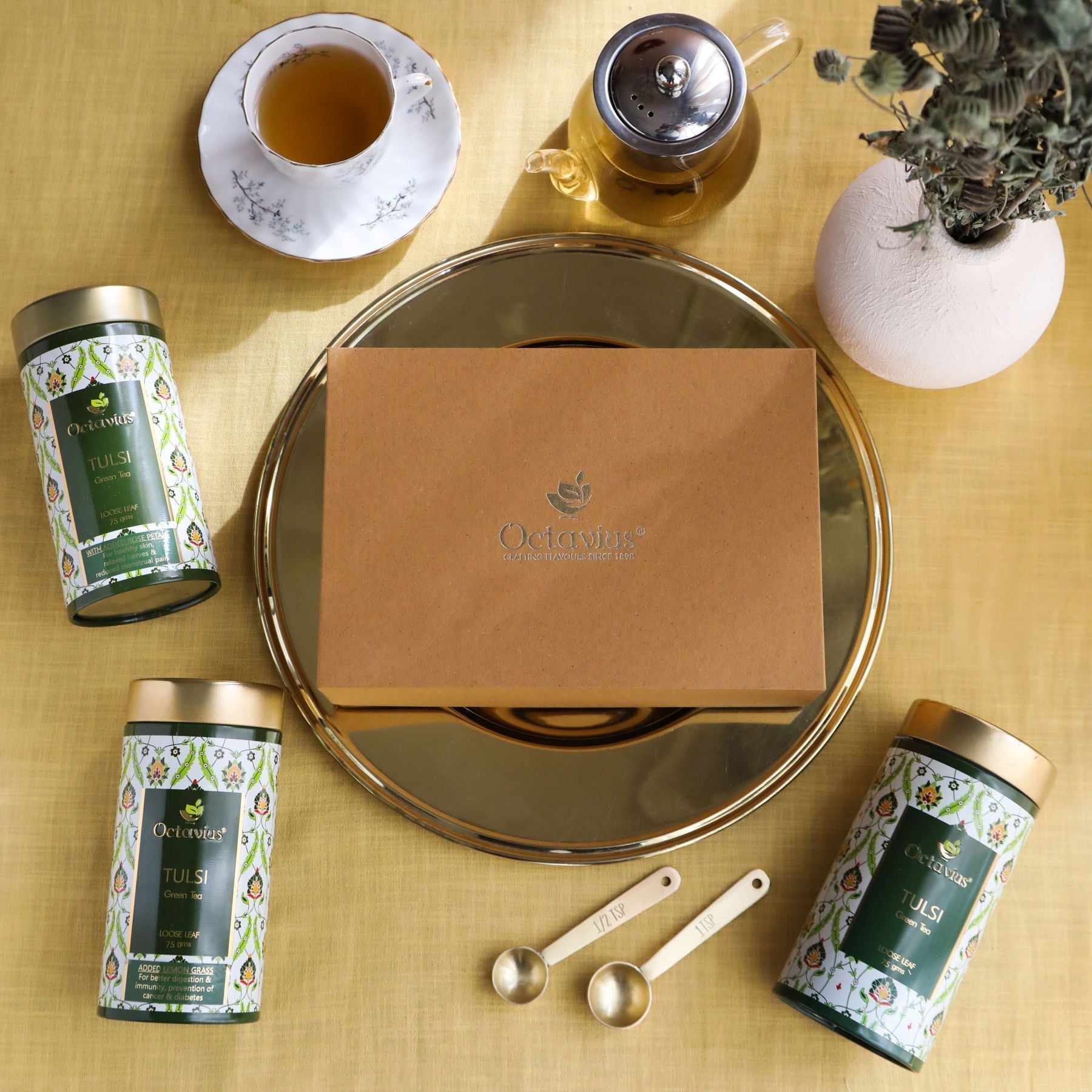 Gourmet Tea Collection-Truly Tulsi Green Teas (3 Tins) 1000g