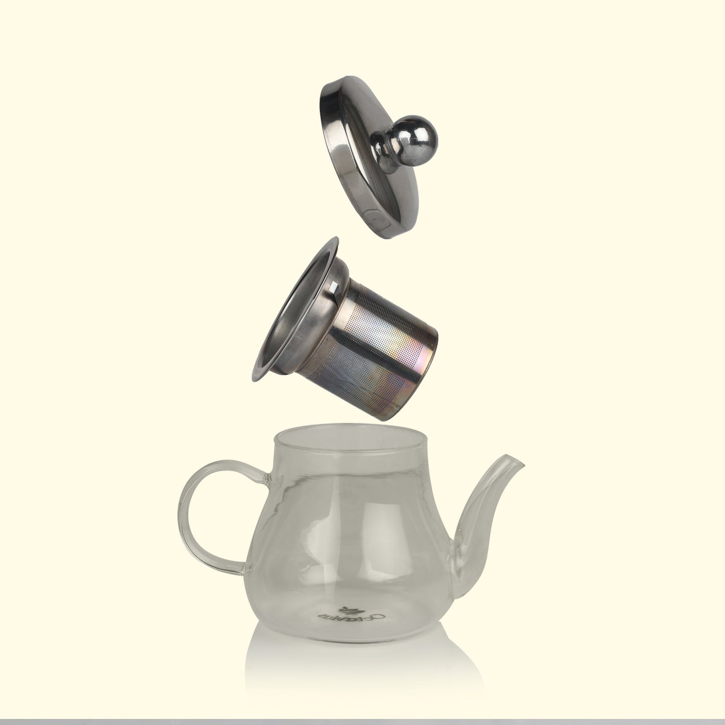 Pear Shaped Borosilicate Glass Kettle with Steel Infuser 600ml