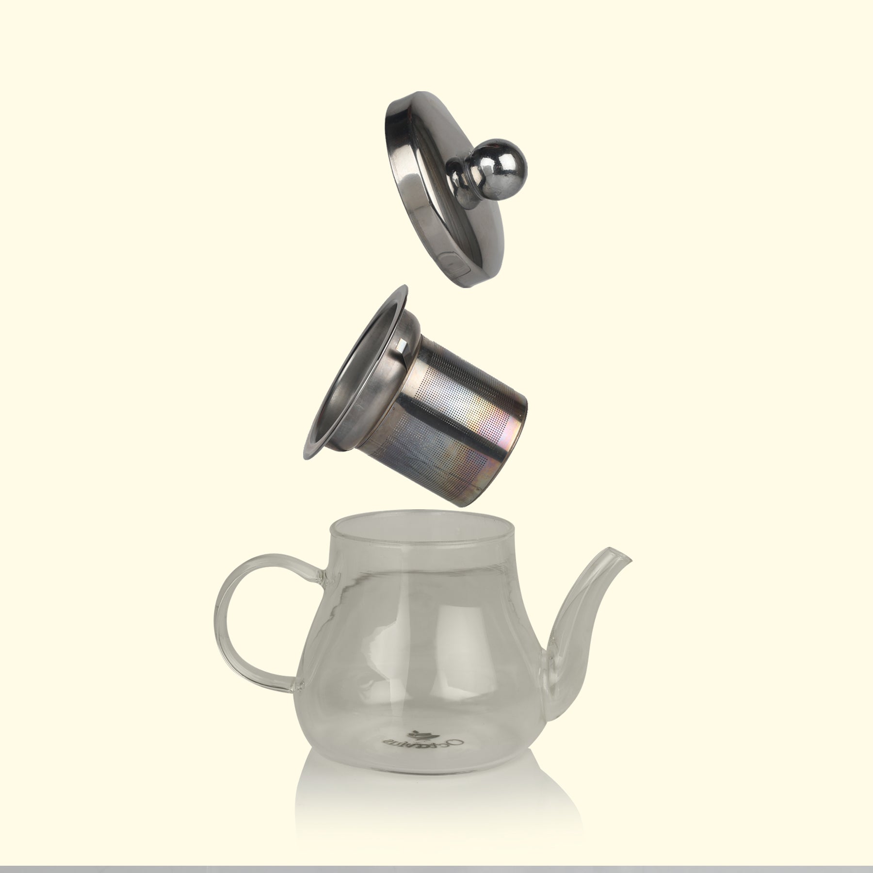 Pear Shaped Borosilicate Glass Kettle with Steel Infuser 600ml