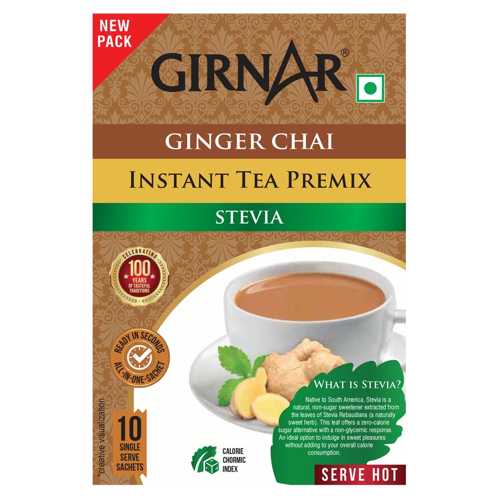 Instant Ginger Chai Premix With Stevia 10 Sachets