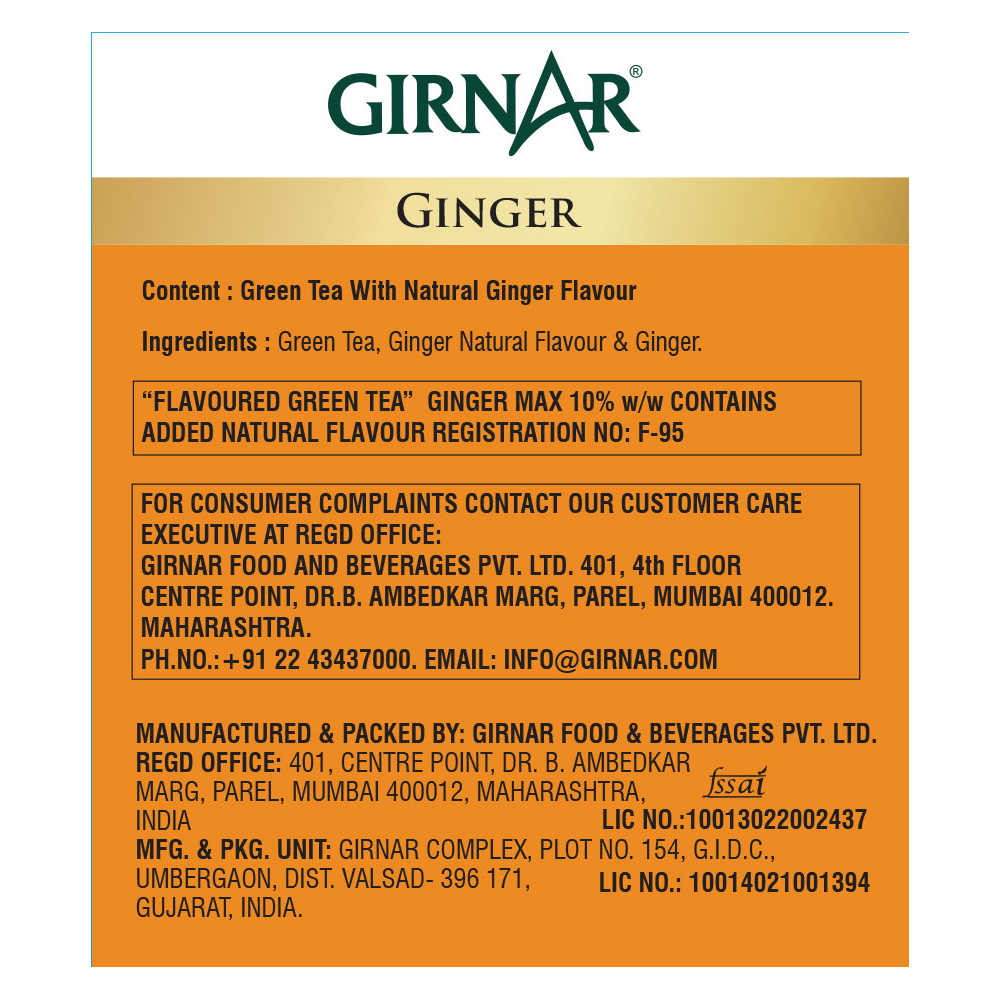 Green Tea Bags - Ginger 25 Tea Bags