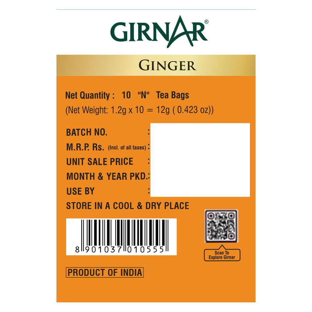 Green Tea Bags - Ginger 10 Tea Bags