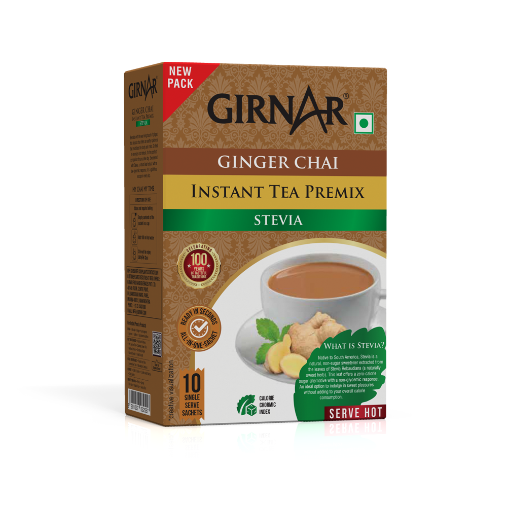 Instant Ginger Chai Premix With Stevia 10 Sachets