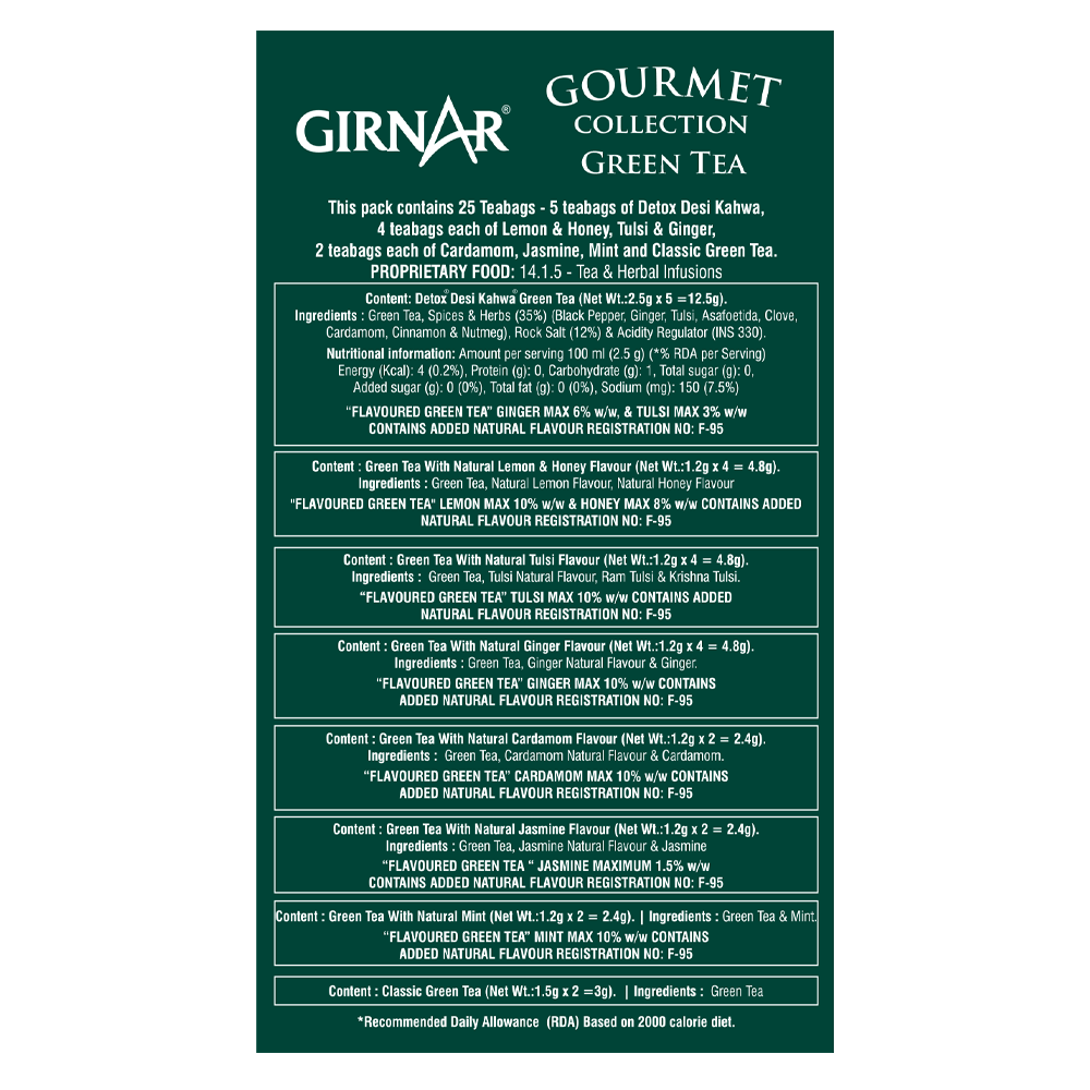Green Tea Bags Gourmet Collection 25 Tea Bags
