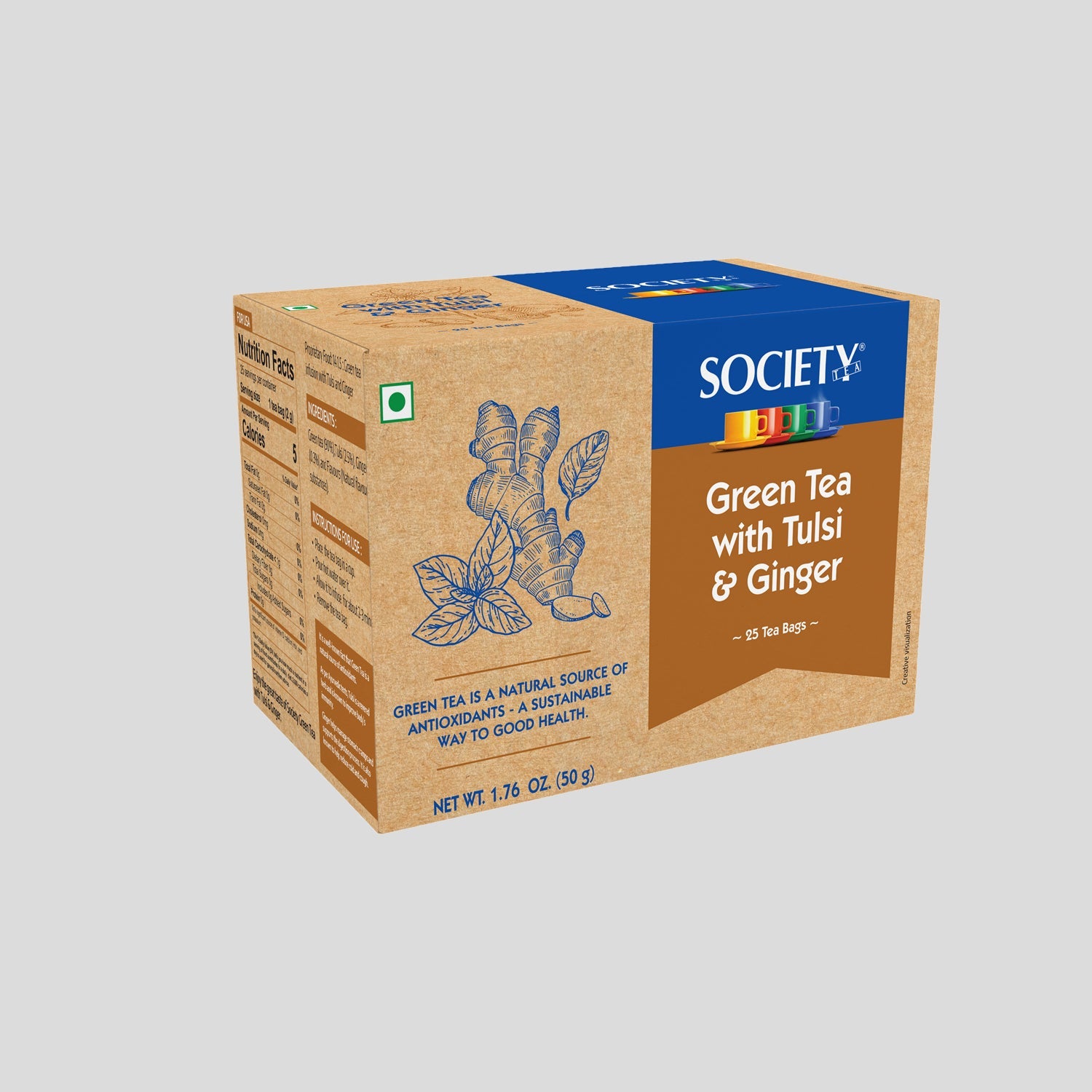 Society Green Tea With Tulsi & Ginger 25 TB (50 g) 25 TB