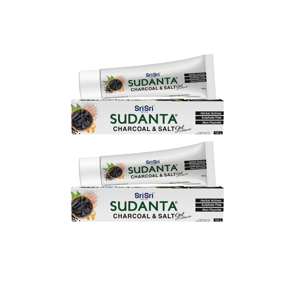 【Sri Sri Tattva】 Sudanta Gel Toothpaste with Charcoal & Salt (SLS Free, Non-Fluoride, Vegetarian)｜ スダンタ ジェル歯みがき（チャコール＆ソルト／SLSフリー／フッ素不使用／ベジタリアン）｜ 100g×2