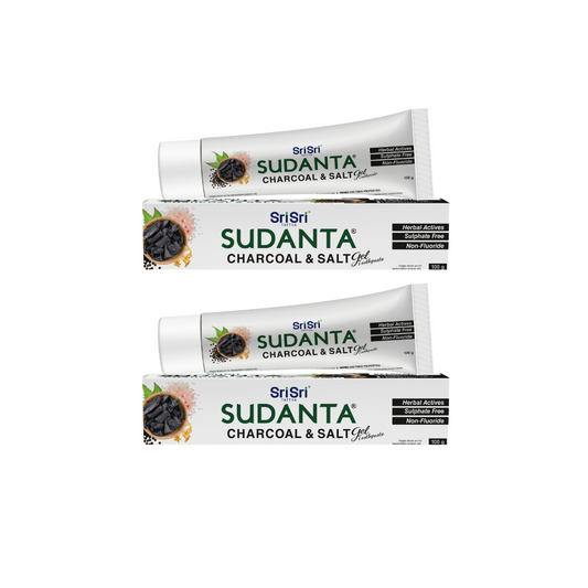 【Sri Sri Tattva】 Sudanta Gel Toothpaste with Charcoal & Salt (SLS Free, Non-Fluoride, Vegetarian)｜ スダンタ ジェル歯みがき（チャコール＆ソルト／SLSフリー／フッ素不使用／ベジタリアン）｜ 100g×2