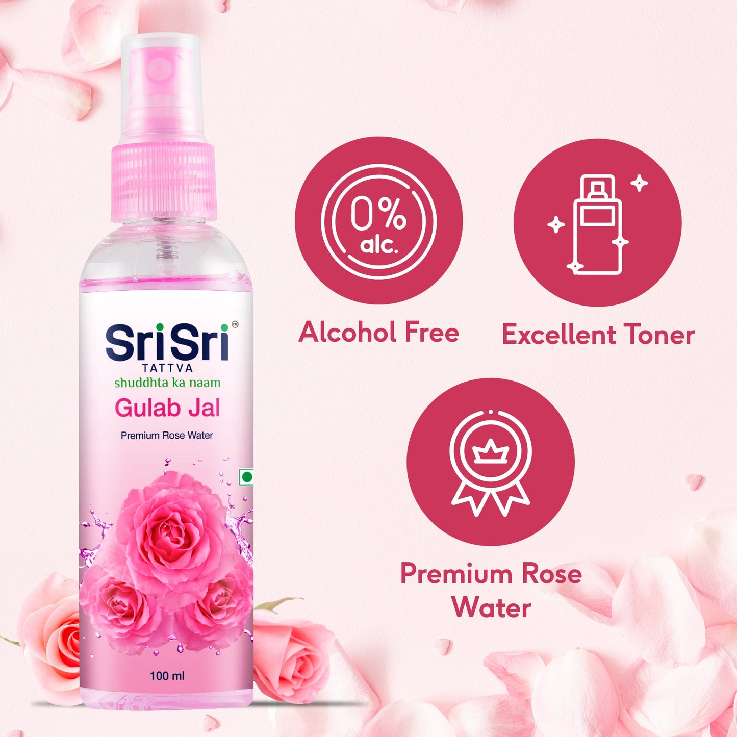 Gulab Jal - Premium Rose Water | Toner Cleanser Moisturizer | Spray Bottle | 50 ml 50ml