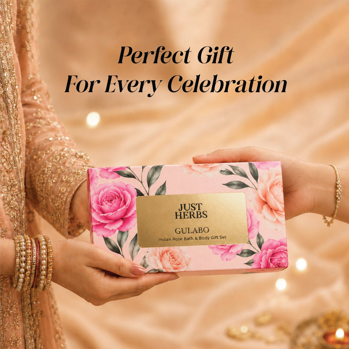 【Just Herbs】Gulabo Indian Rose Bath & Body Gift Set｜グラボ インディアンローズ バス＆ボディ ギフトセット（3 点）