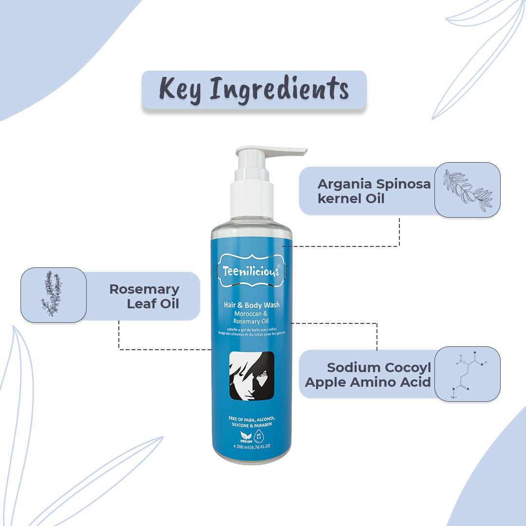 Teenilicious Hair & Body Wash For Men & Women With Moroccan & Rosemary Oil