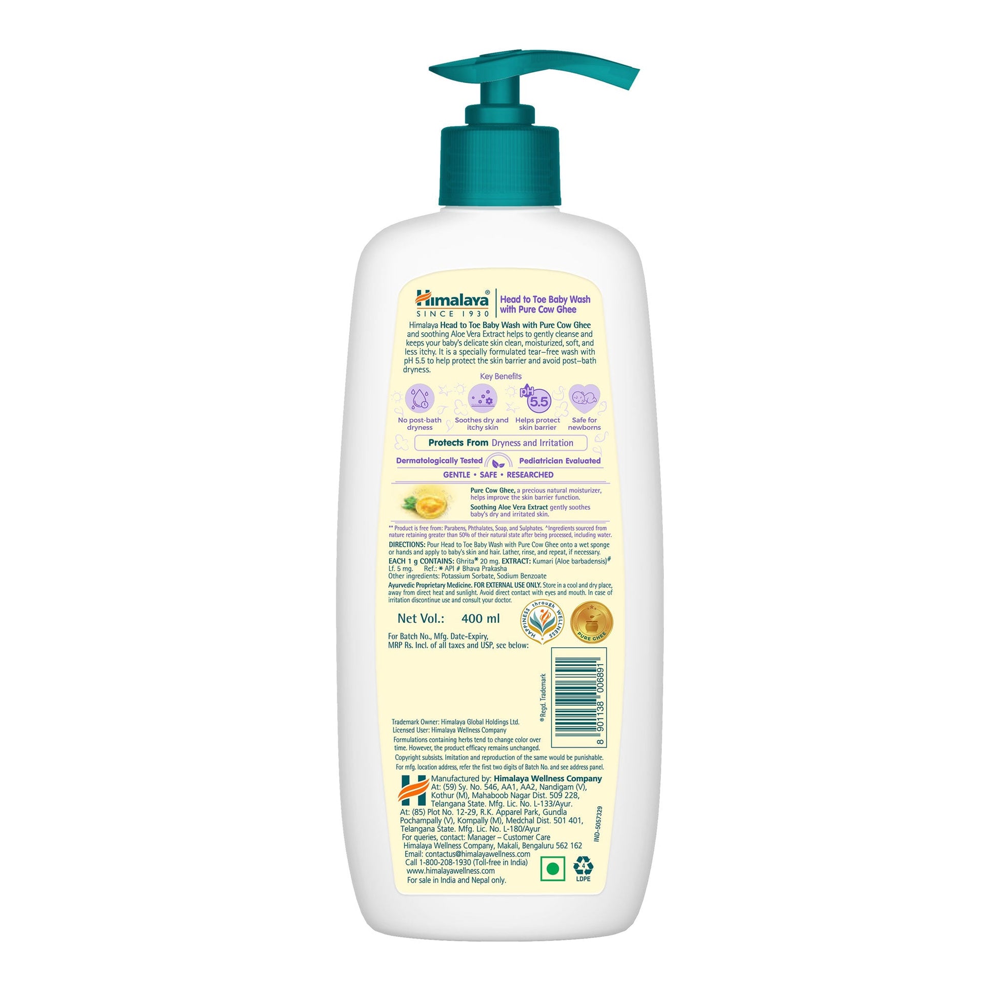 Himalaya Head to Toe Baby Wash with Pure Cow Ghee 400ml