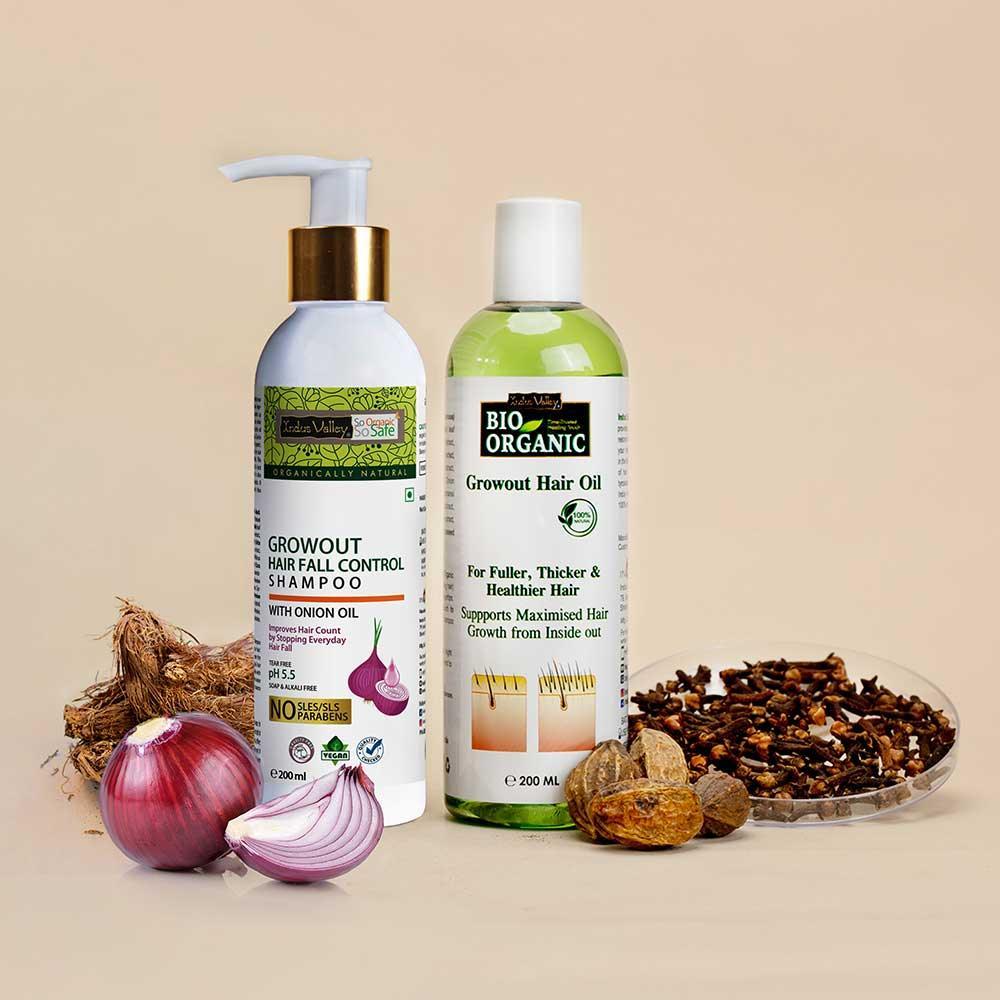Growout Hair Oil & Growout Hairfall Control Shampoo combo for natural hair growth & nourishment- 200ml Each 200ml