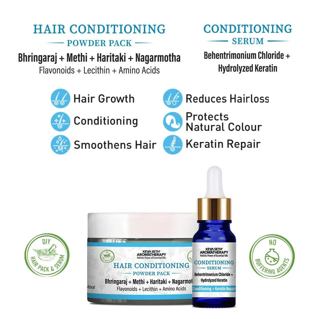 Hair Conditioning Powder Pack & Serum Mask Kit,Bhringaraj, Methi,Haritaki,Nagarmotha, Keratin Repair, Hair Growth 100g