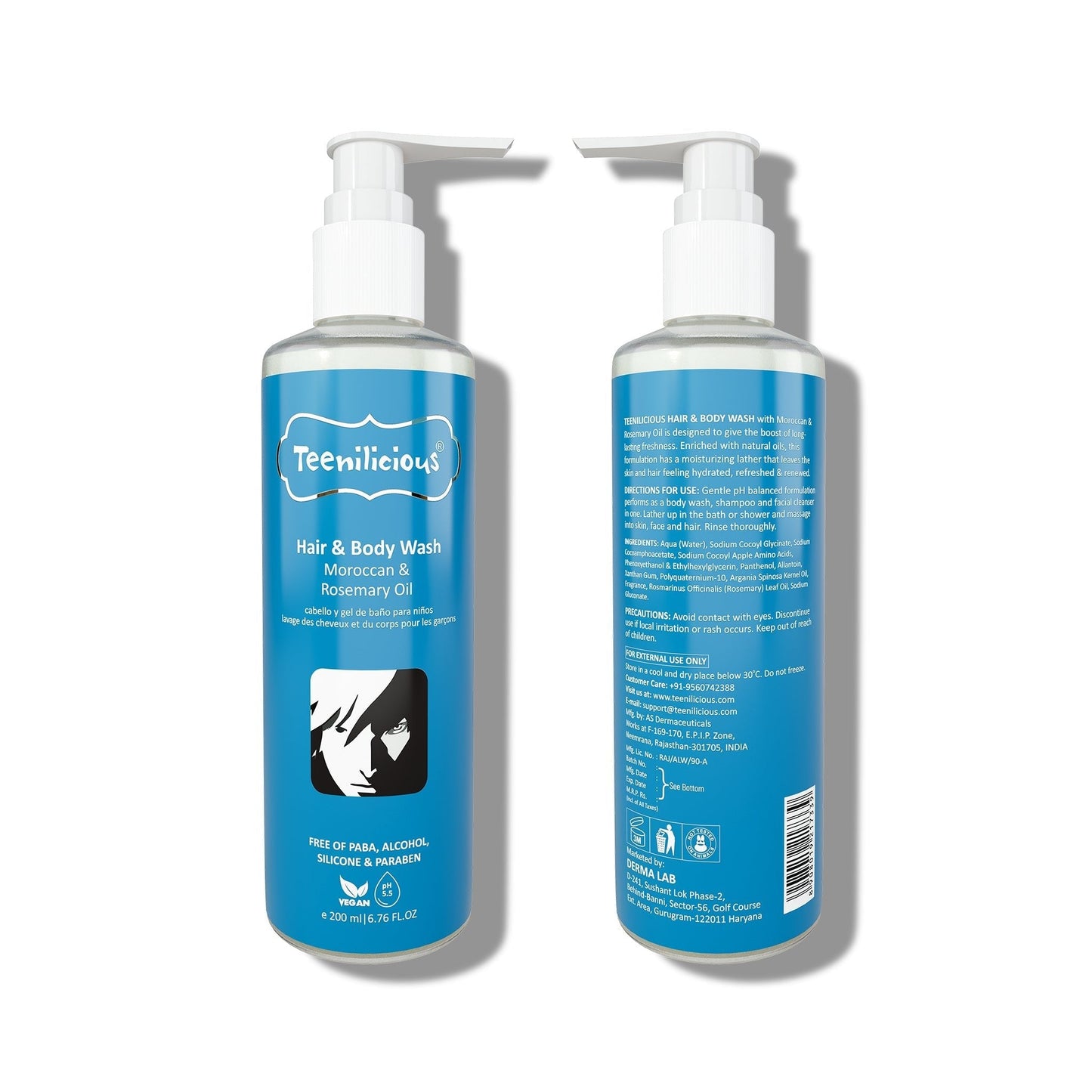 Teenilicious Hair And Body Wash Kit 600ml - All In One Hair & Body Wash Combo 600ml