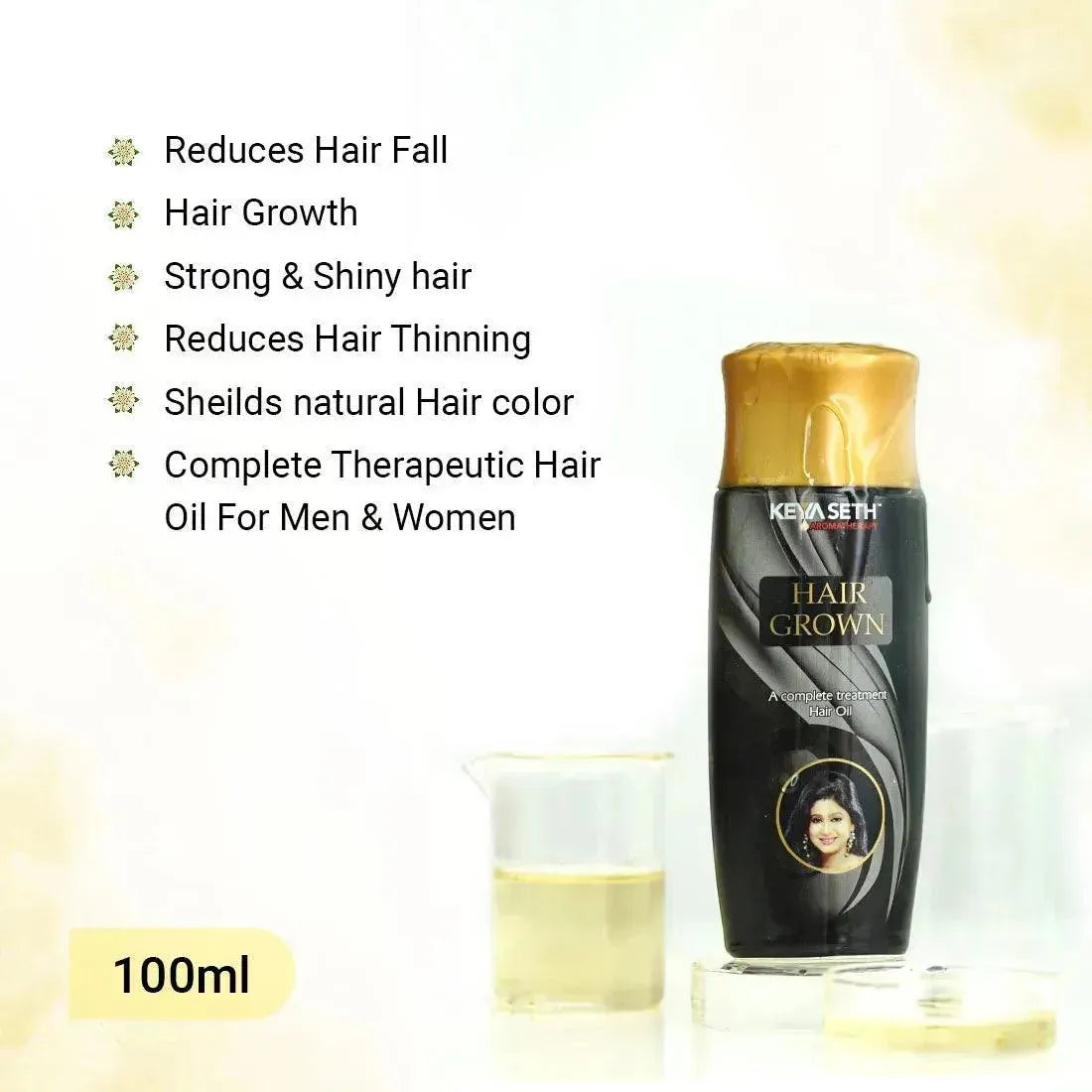 Hair Grown Oil with Bhringraj, - Reduce Hair Fall & Grows Hair for Strong, Thicker, Darker & Shiny Hair with Methi & Amla for Men & Women. 100ml