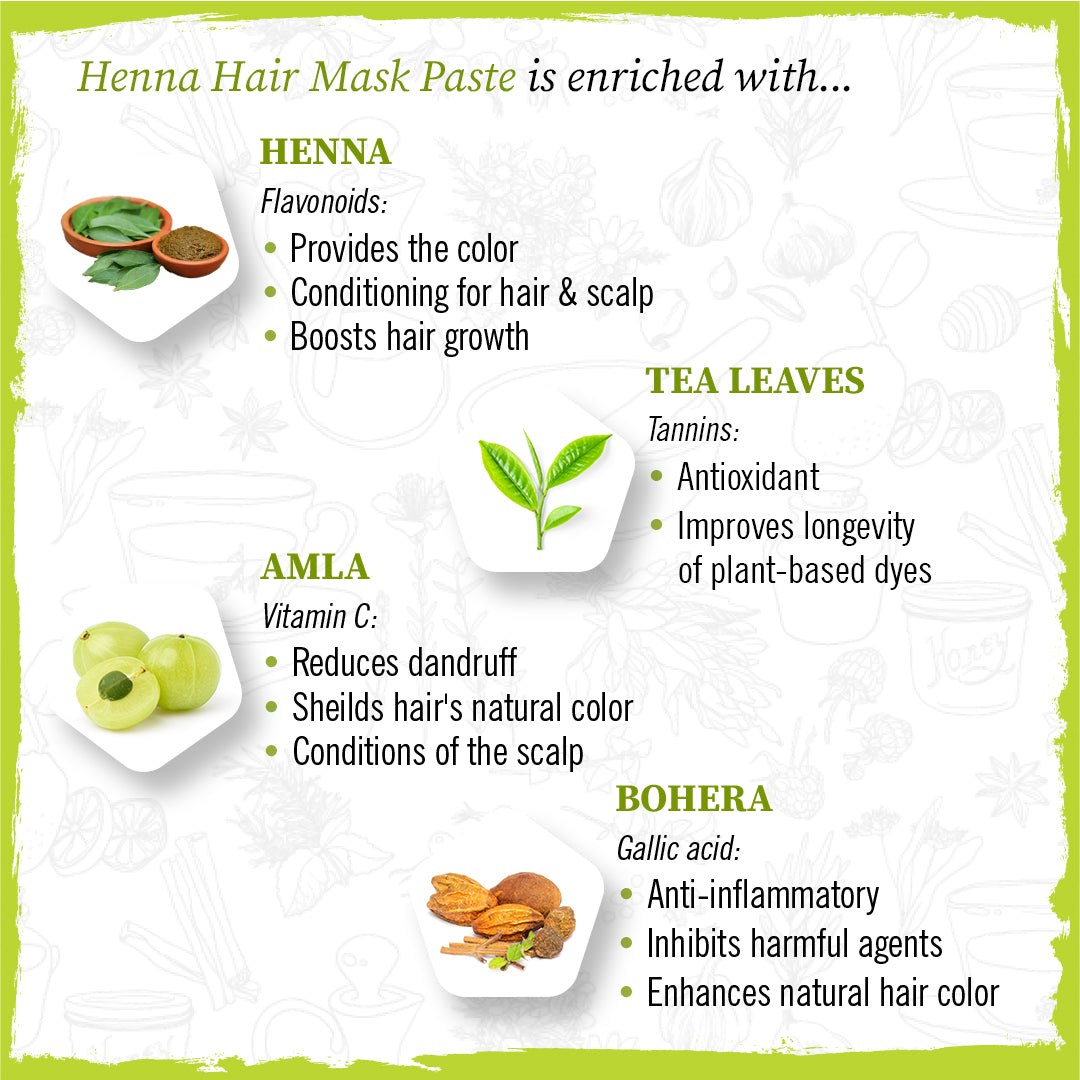 Henna Hair Mask Paste & Serum, B5 Hair Conditioning Booster, Soft & Shiny, Nourishing & Hair Growth, Tea Leaves Amla 100g